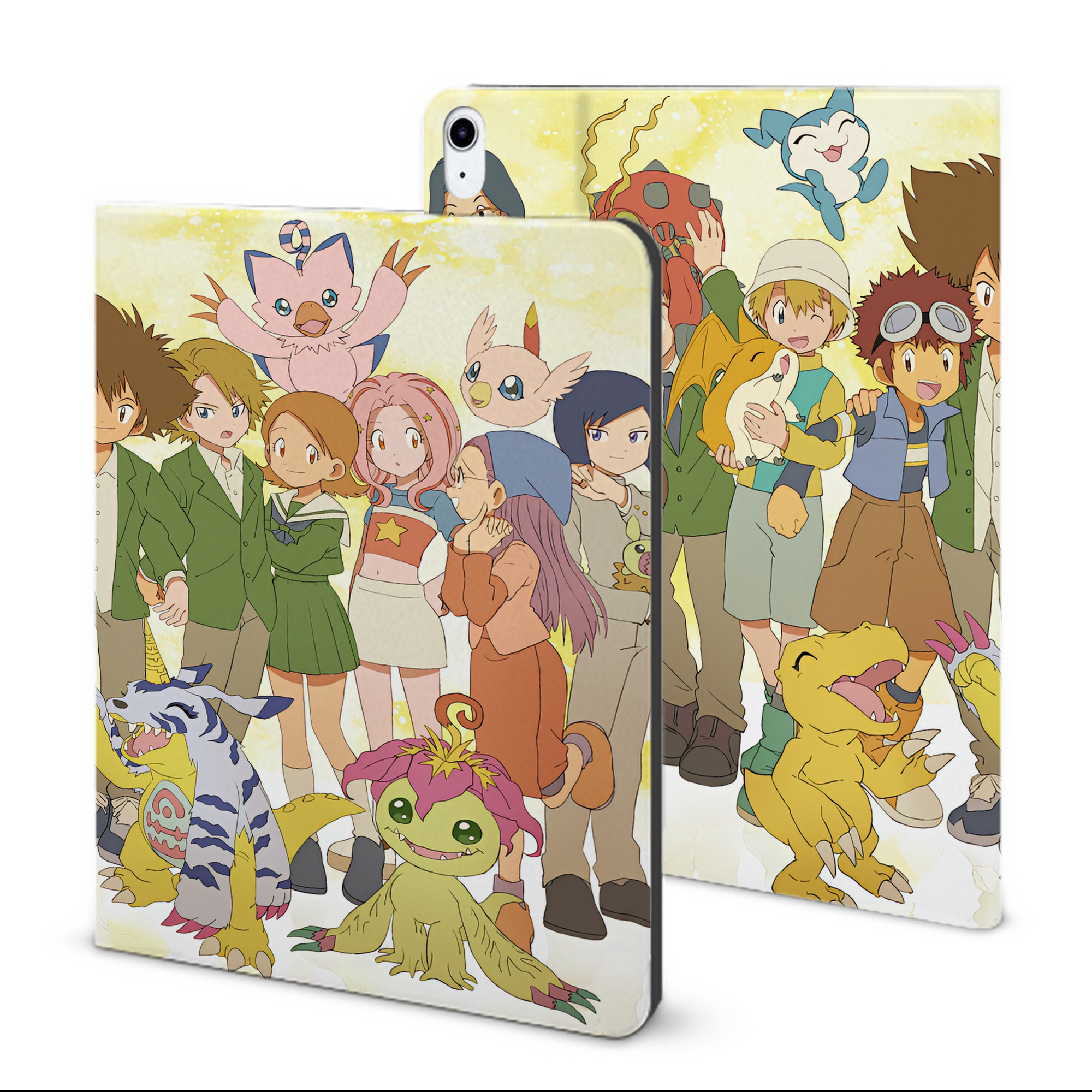 （画像用） Digimon デジタルモンスター/デジモン IPad ケース ブック型 PUレザー TPU 耐衝撃 軽量 薄型 ペン収納なし 全面保護 IPad 各モデル対応